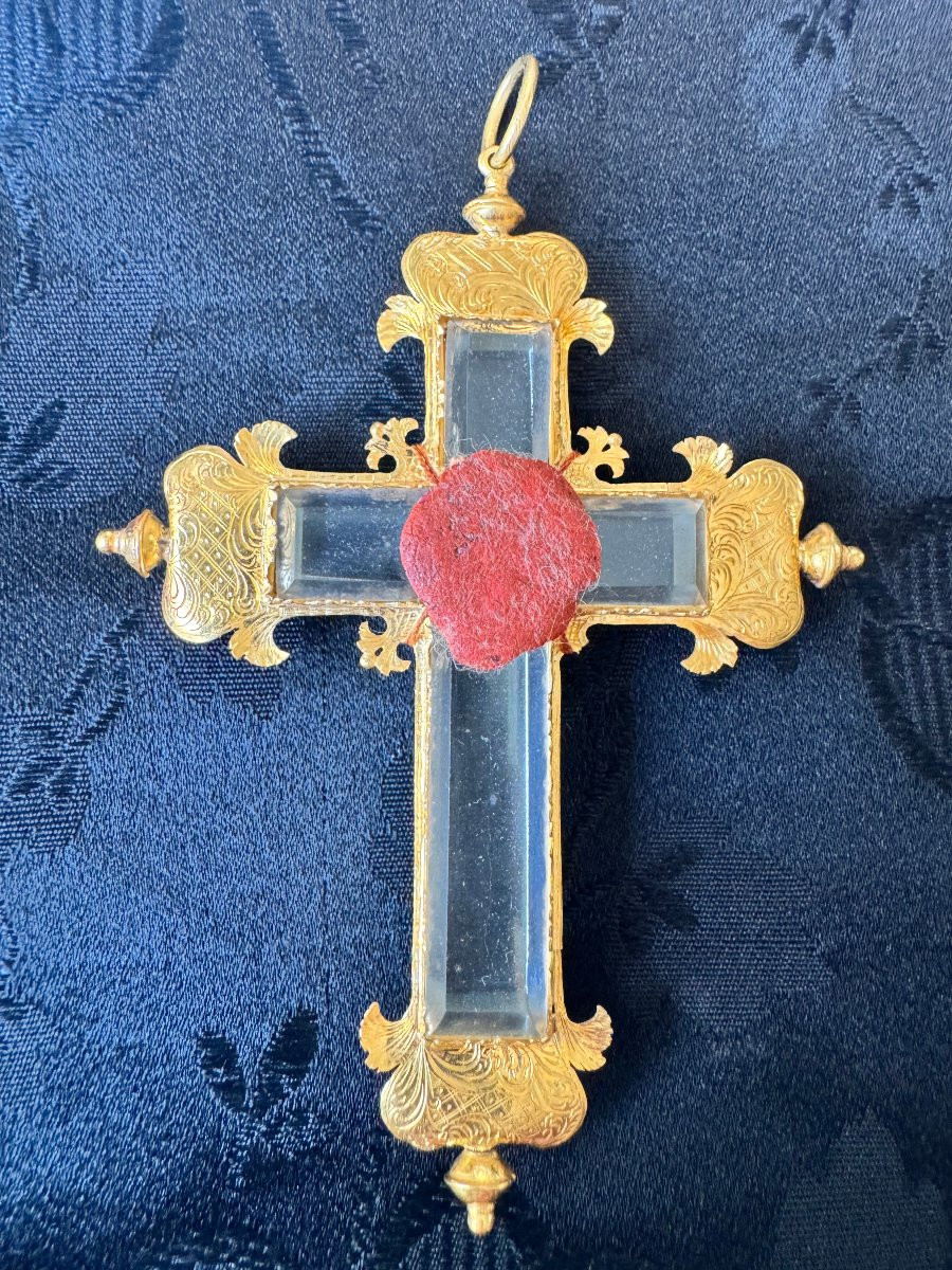 Relique de la Sainte Croix dans un reliquaire en or – XIXe-photo-3