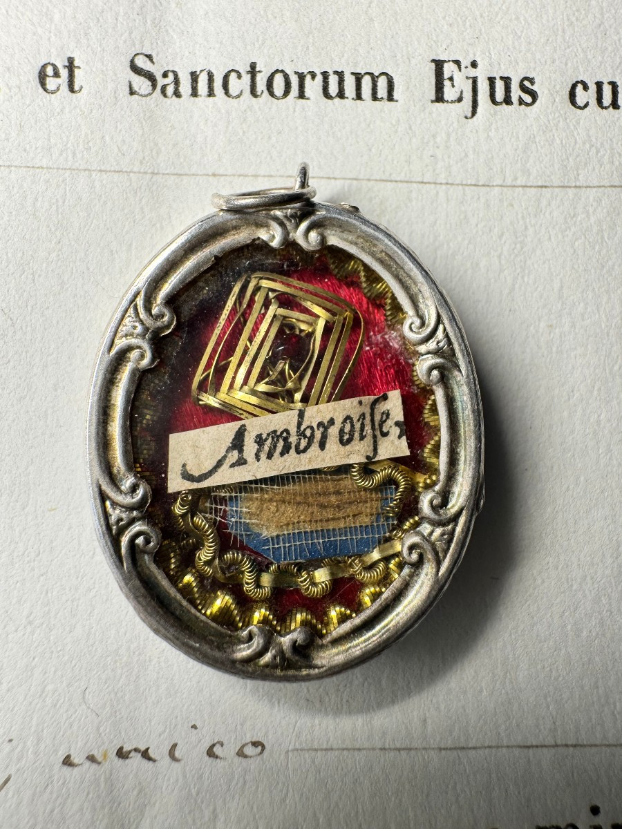 Relic Of Saint Ambrose And Its Authentic - 19th Century