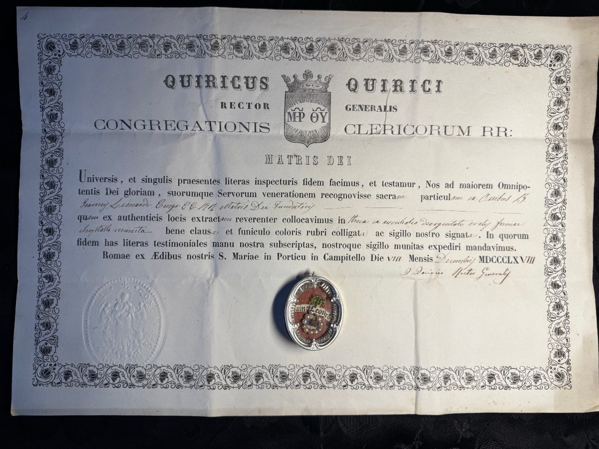 Relique de Saint Leonardi et son authentique - 1868 
