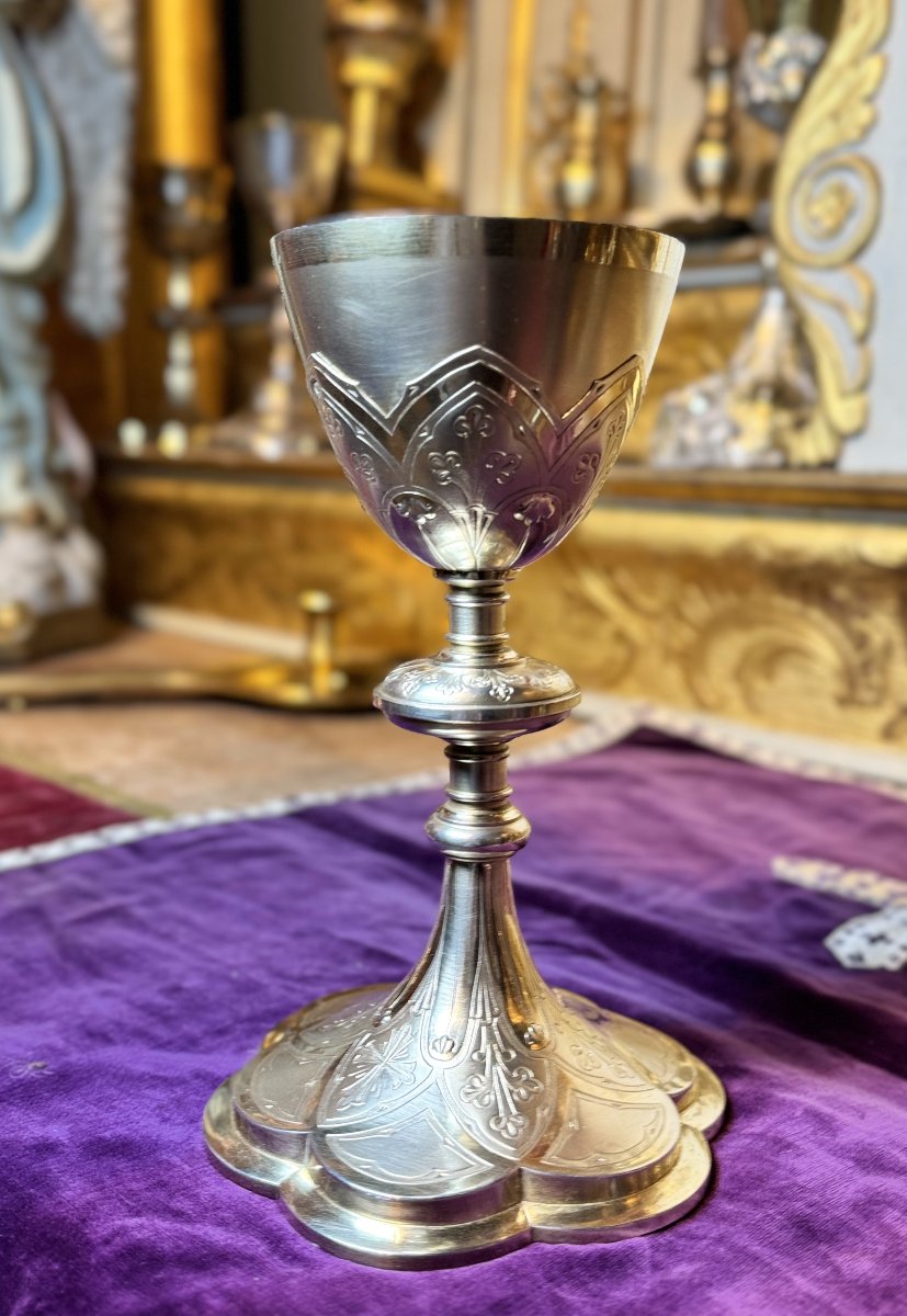 Silver Chalice And Paten - Circa 1900-photo-2