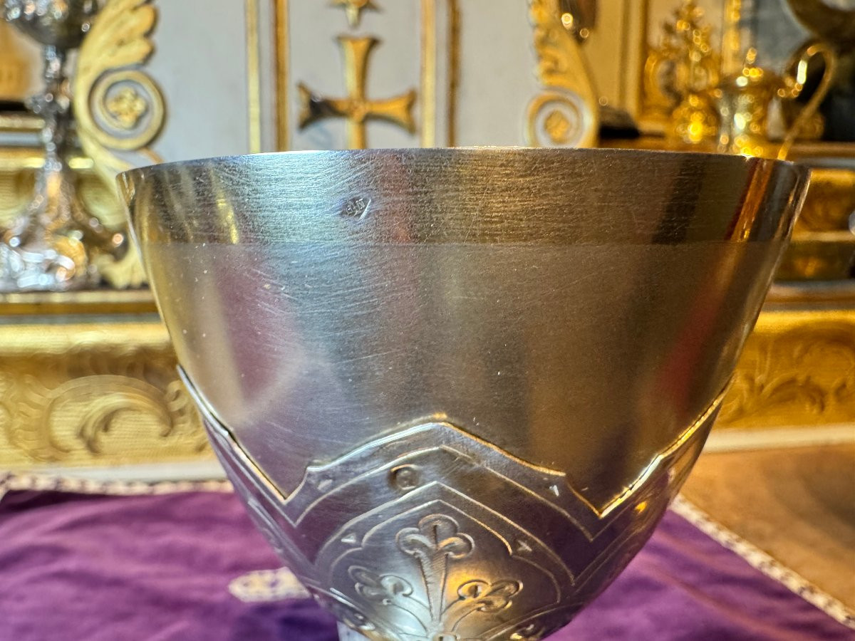 Silver Chalice And Paten - Circa 1900-photo-3