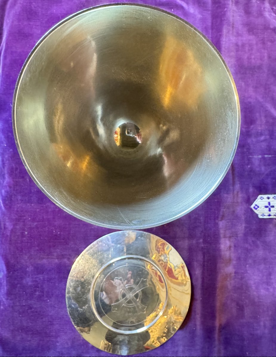 Silver Chalice And Paten - Circa 1900-photo-2