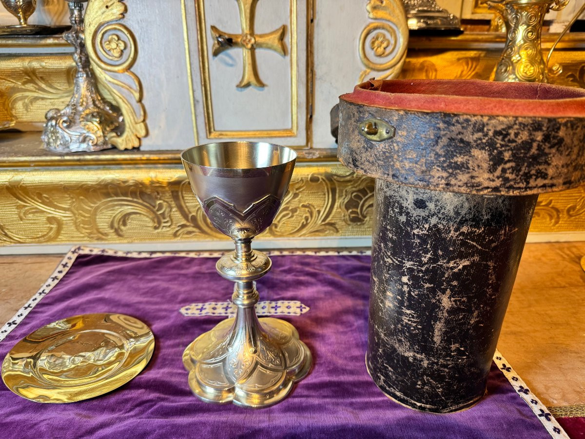 Silver Chalice And Paten - Circa 1900-photo-4