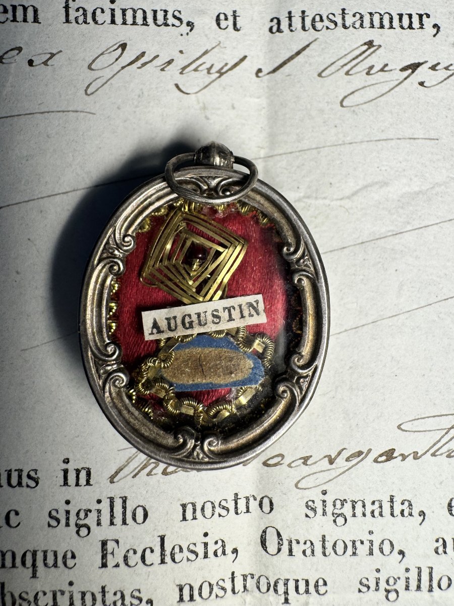 Relic Of Saint Augustine And Its Authentic - 19th Century-photo-3