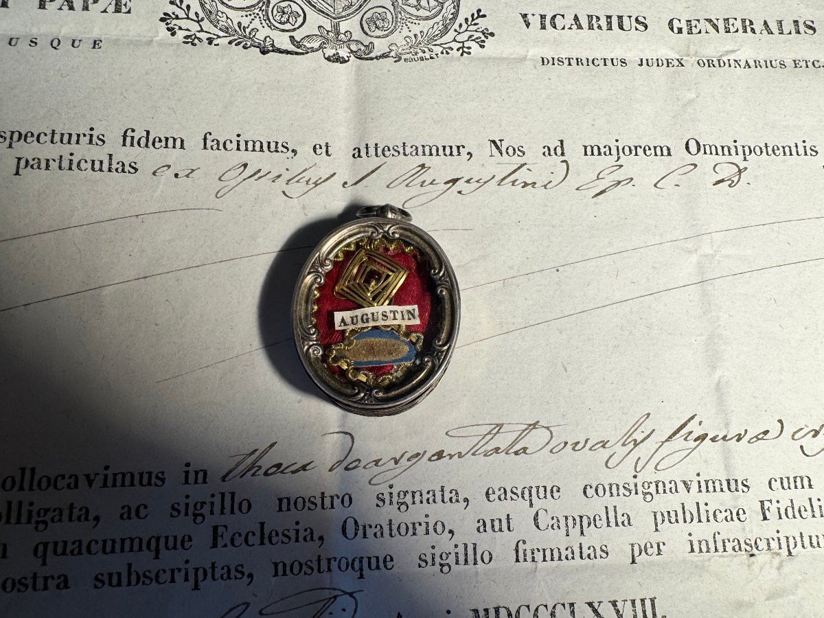 Relic Of Saint Augustine And Its Authentic - 19th Century-photo-1