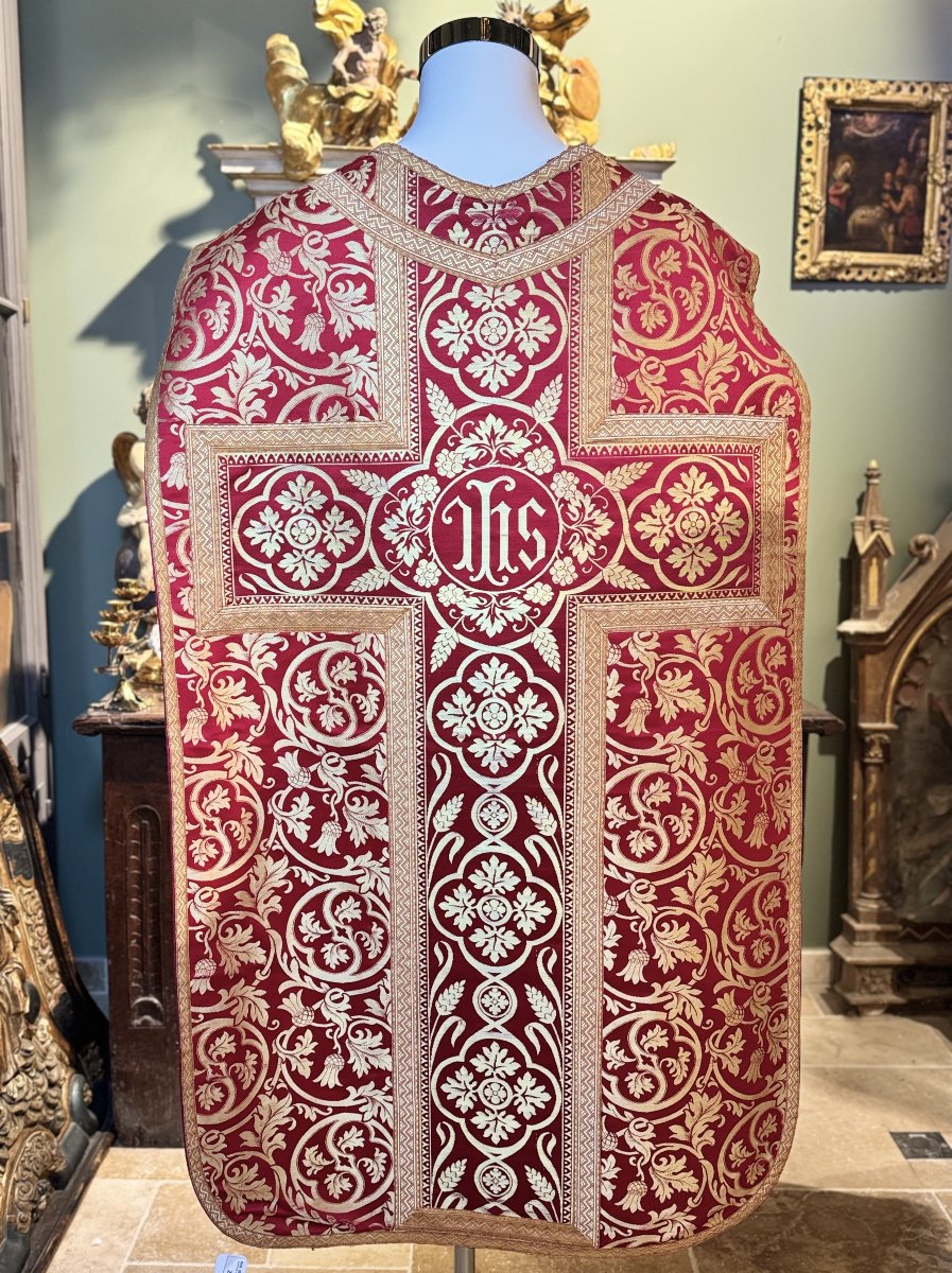 Red And Gold Chasuble And Stole - 20th Century-photo-2