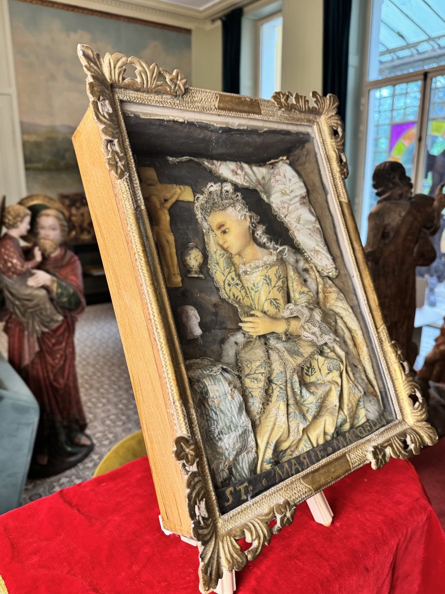 Dressed Wax Saint Mary Magdalene - 18th Century-photo-2