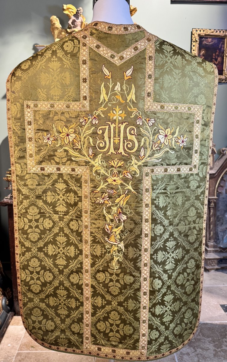 Chasuble Stole And Purse - Green And Gold - Late 19th Century-photo-2