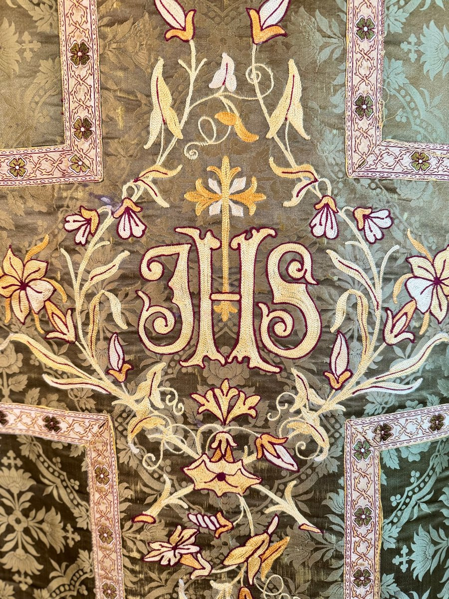 Chasuble Stole And Purse - Green And Gold - Late 19th Century-photo-4