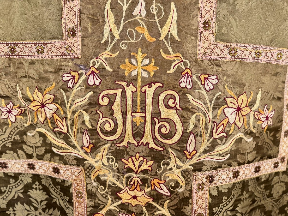 Chasuble Stole And Purse - Green And Gold - Late 19th Century-photo-1