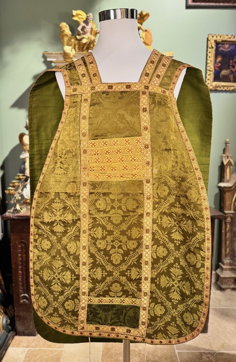 Chasuble Stole And Purse - Green And Gold - Late 19th Century-photo-2