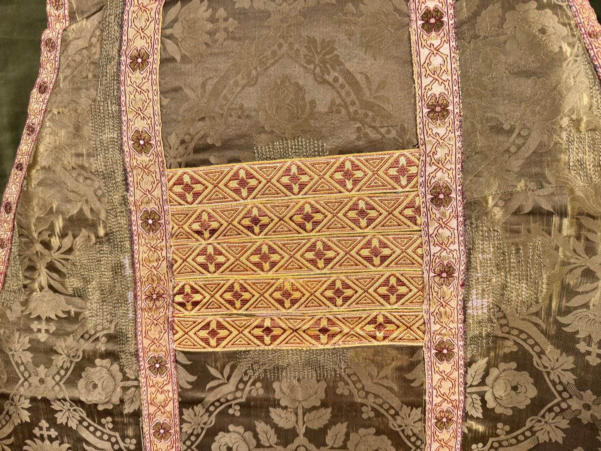 Chasuble Stole And Purse - Green And Gold - Late 19th Century-photo-3