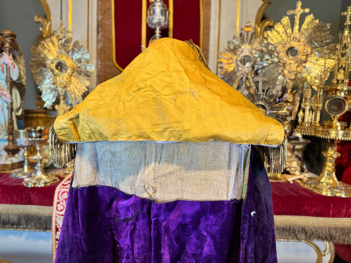 Chape liturgique en velours violet - XIXe -photo-4