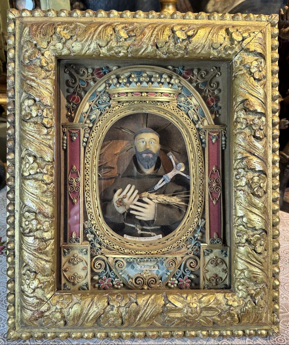 Reliquaire paperolles de Saint Joseph de Leonessa - circa 1800