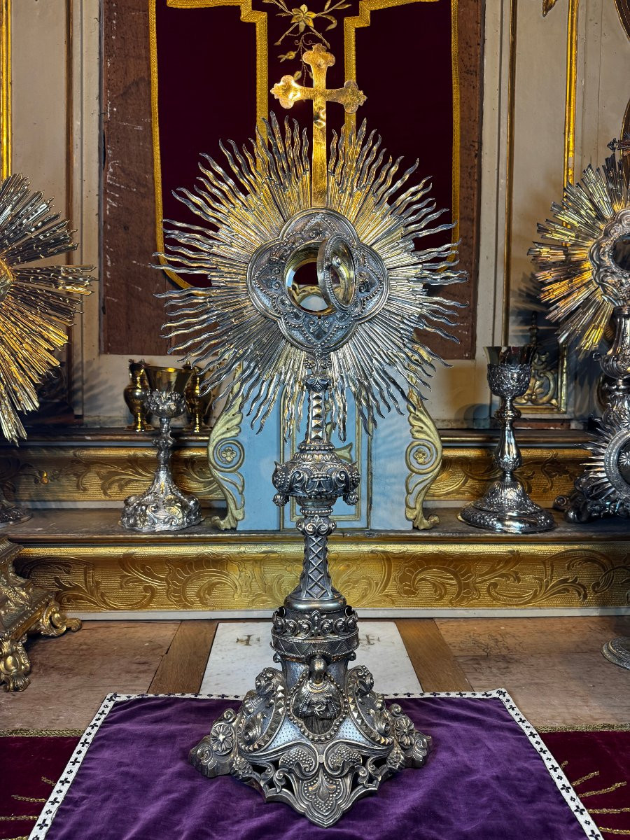 Imposant ostensoir en vermeil - XIXe-photo-3
