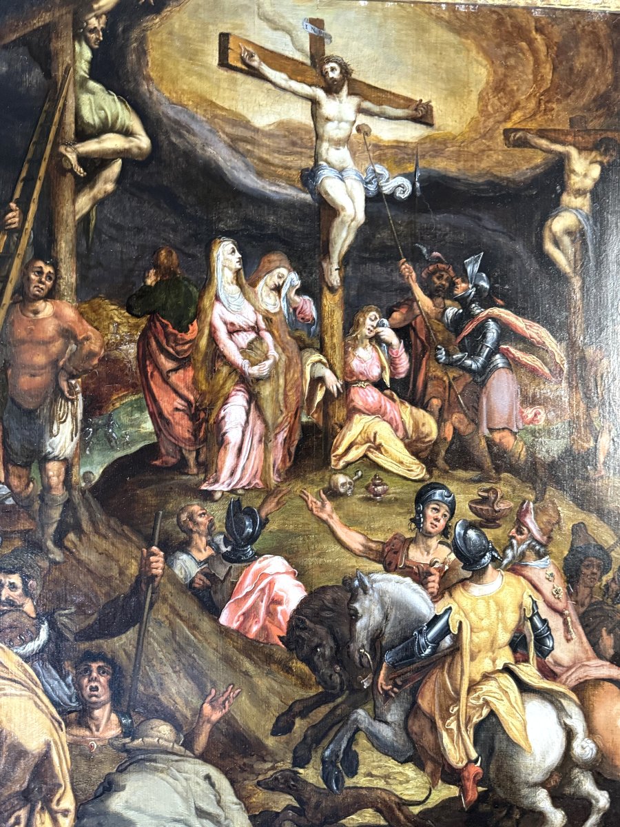 Crucifixion - Dutch School - Circa 1600-photo-3