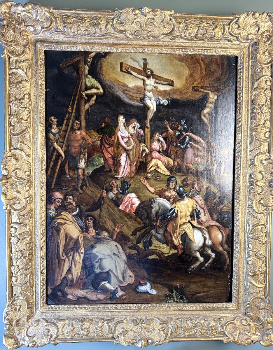 Crucifixion - Dutch School - Circa 1600-photo-5
