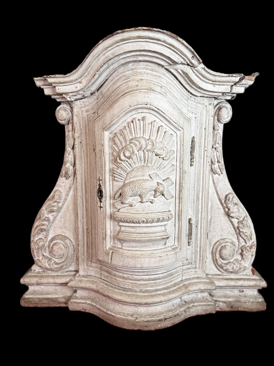 Curved Wooden Tabernacle And Veil - 18th Century