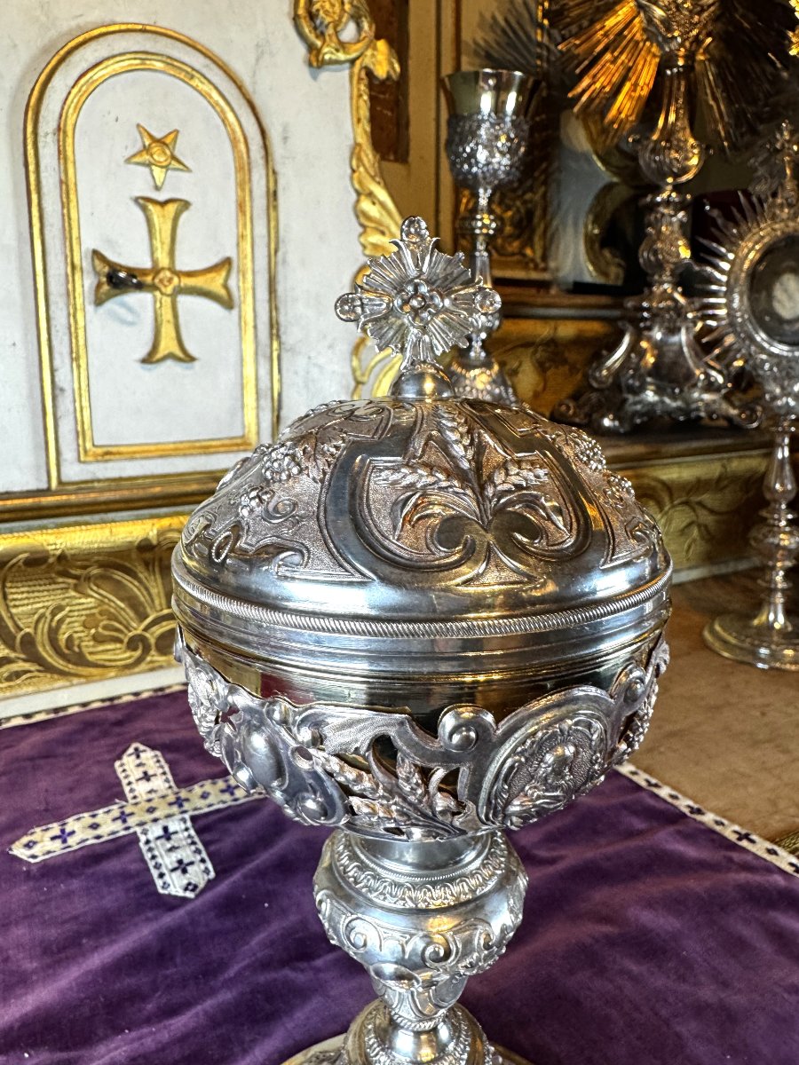 Ciboire argent  - Favier - XIXe -photo-4