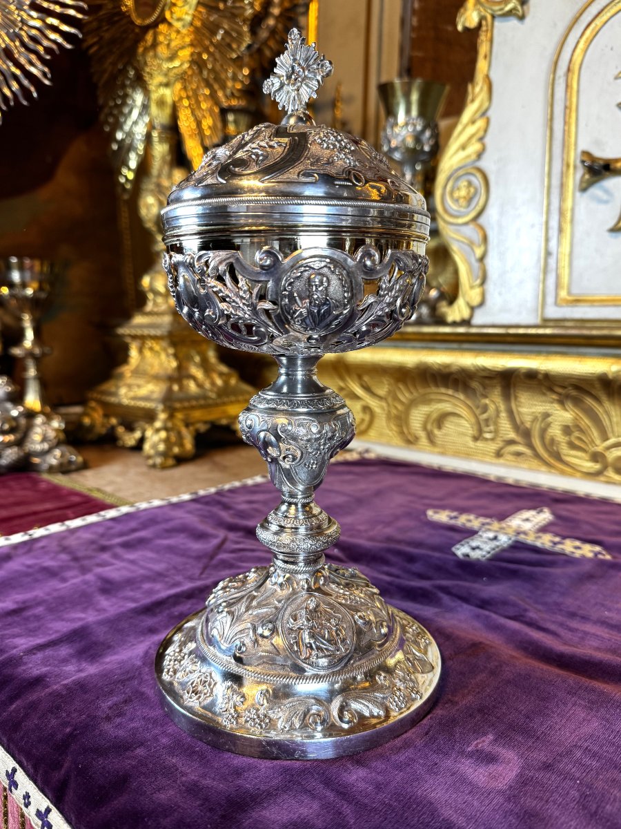 Ciboire argent  - Favier - XIXe -photo-5