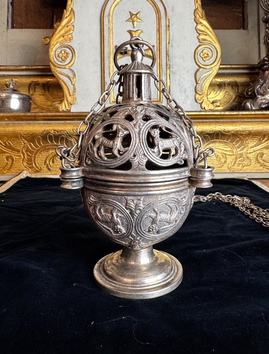 Silver-plated Bronze Censer - 19th Century-photo-2