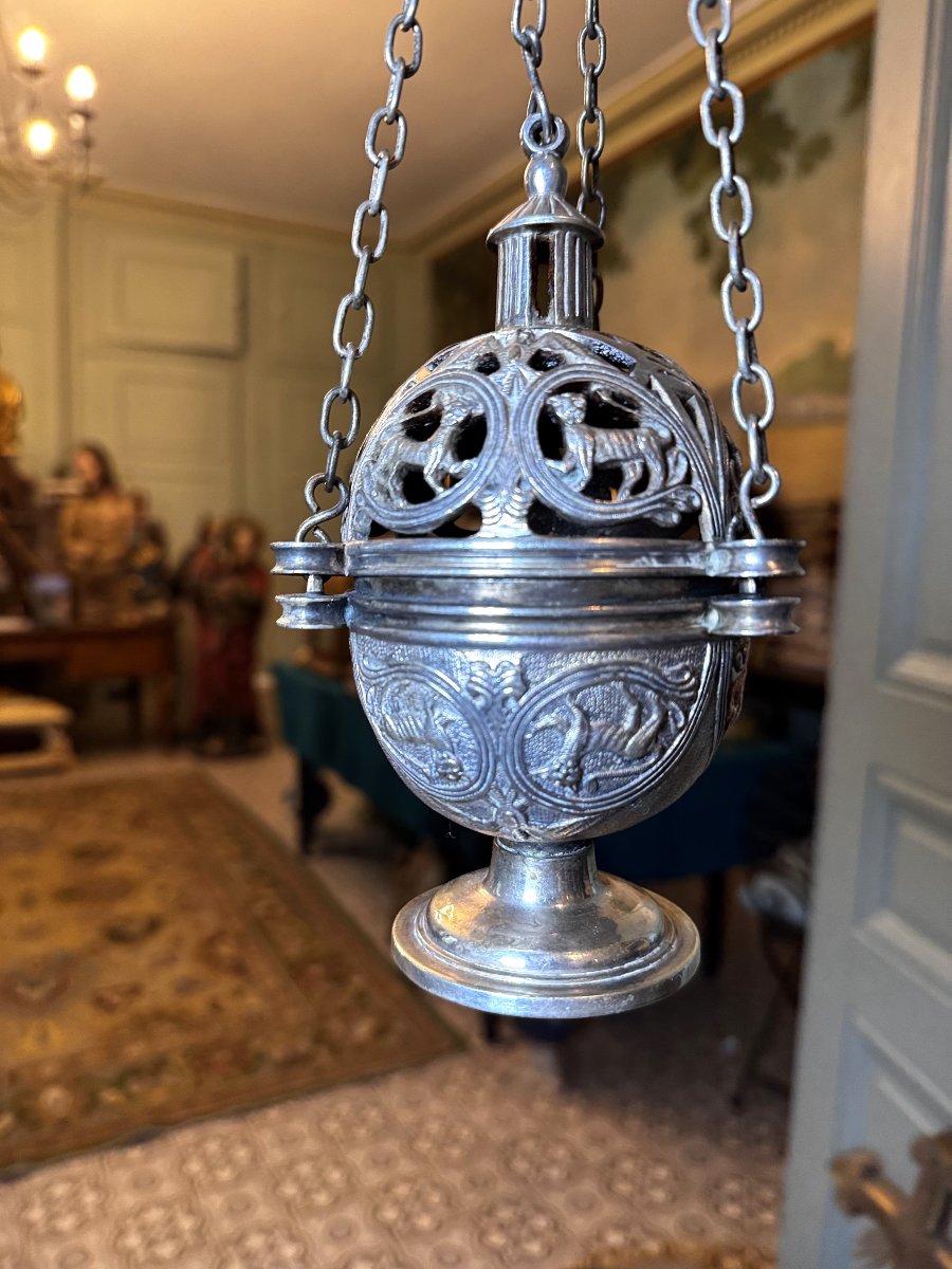Silver-plated Bronze Censer - 19th Century-photo-4