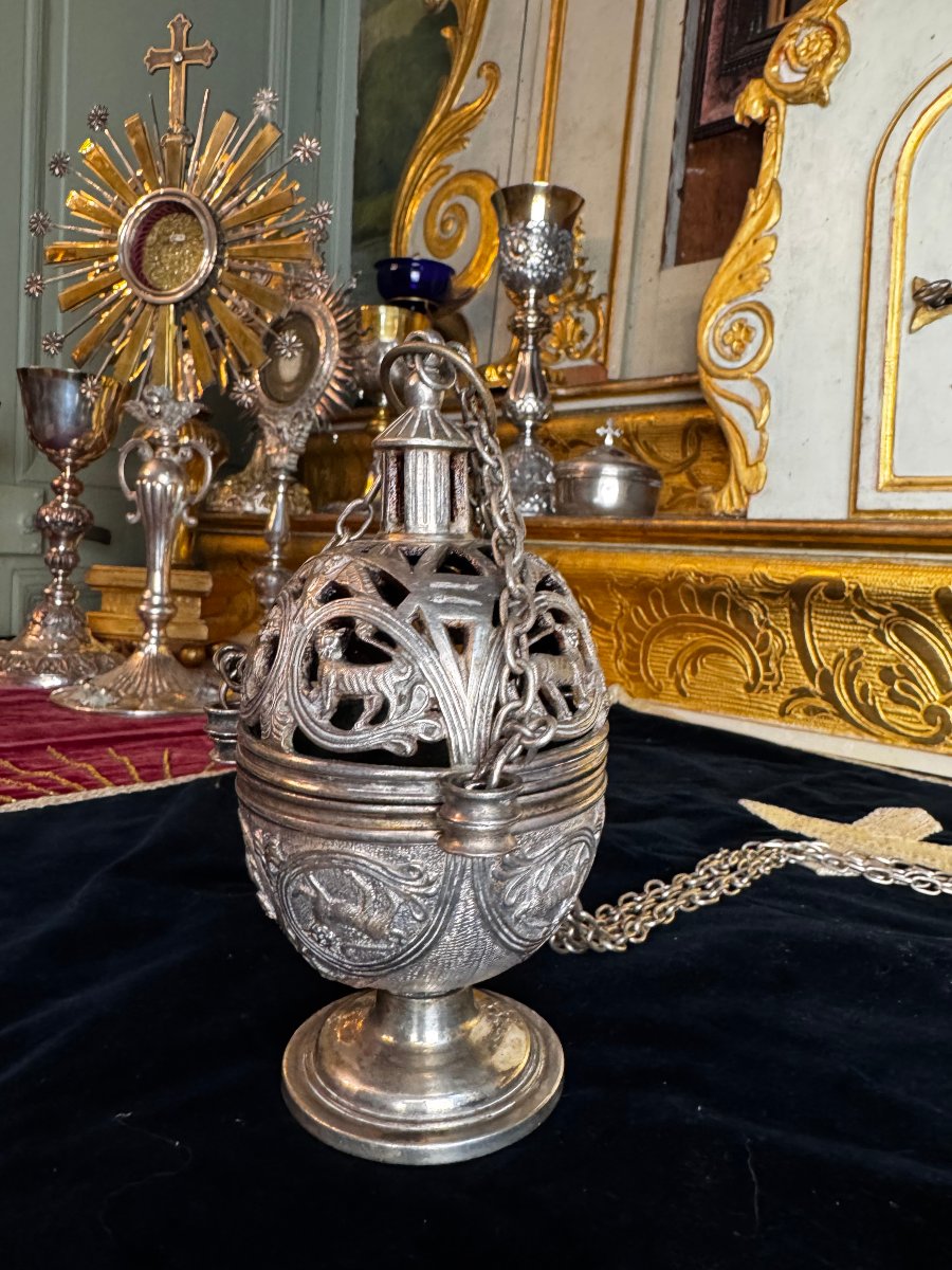 Silver-plated Bronze Censer - 19th Century-photo-2