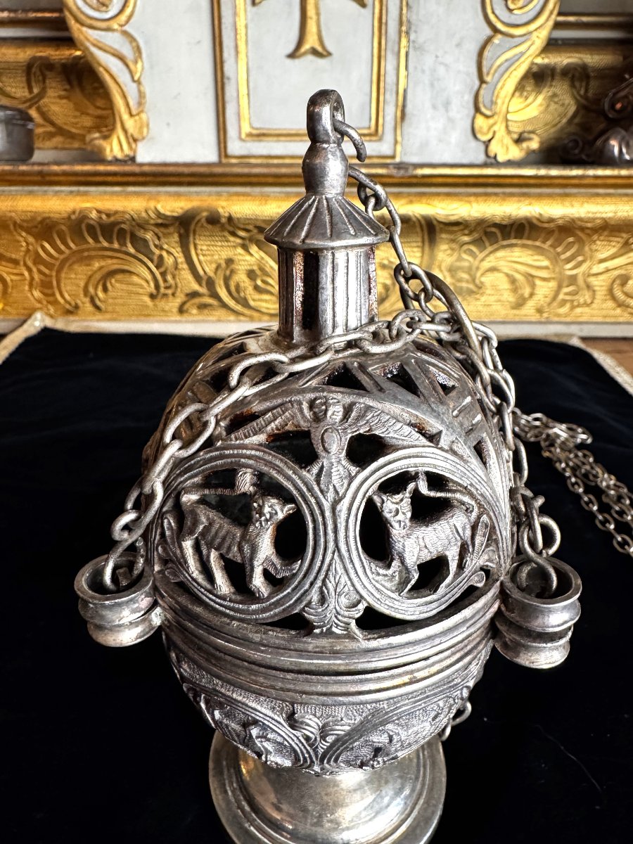 Silver-plated Bronze Censer - 19th Century-photo-3