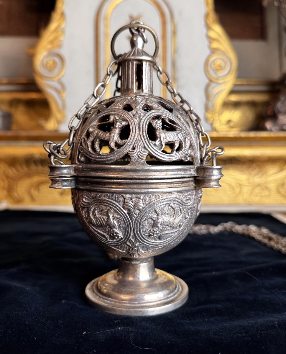 Silver-plated Bronze Censer - 19th Century