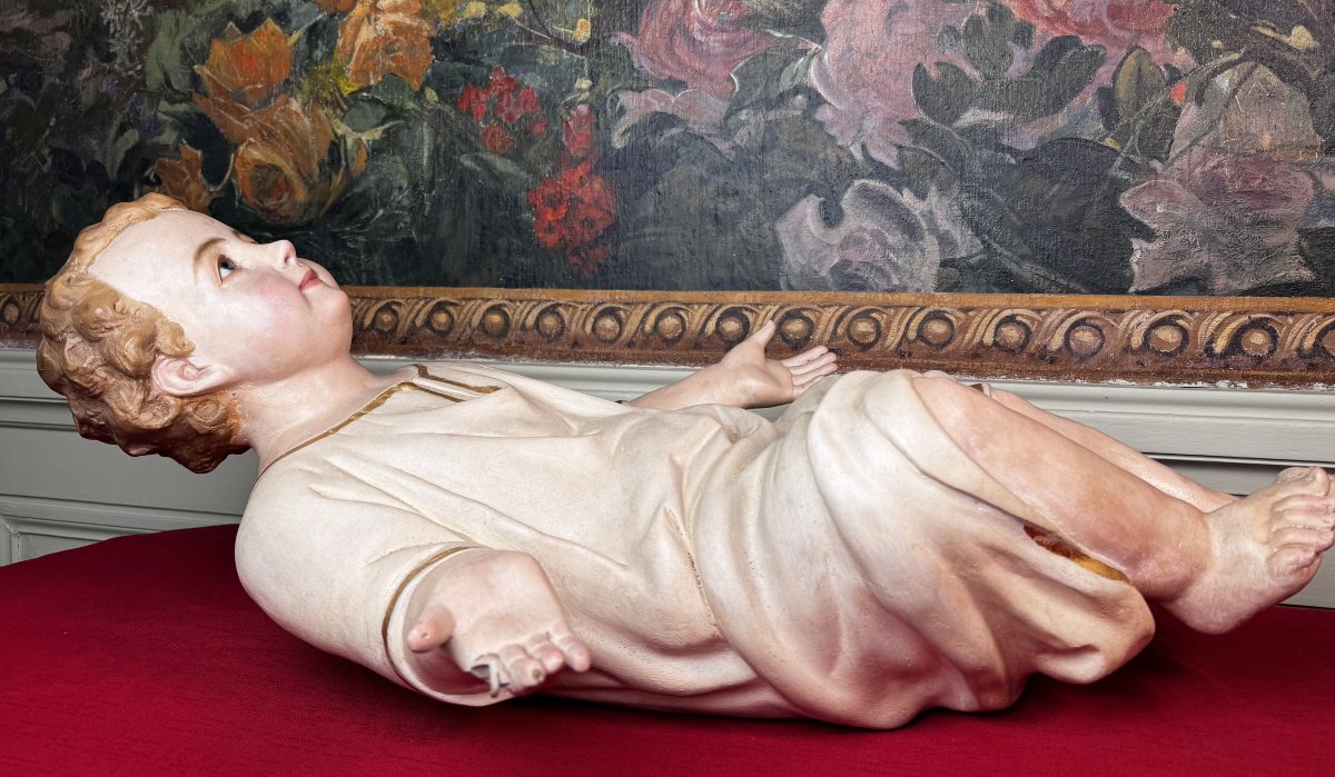 The Infant Jesus In The Nativity Scene - 19th Century-photo-2
