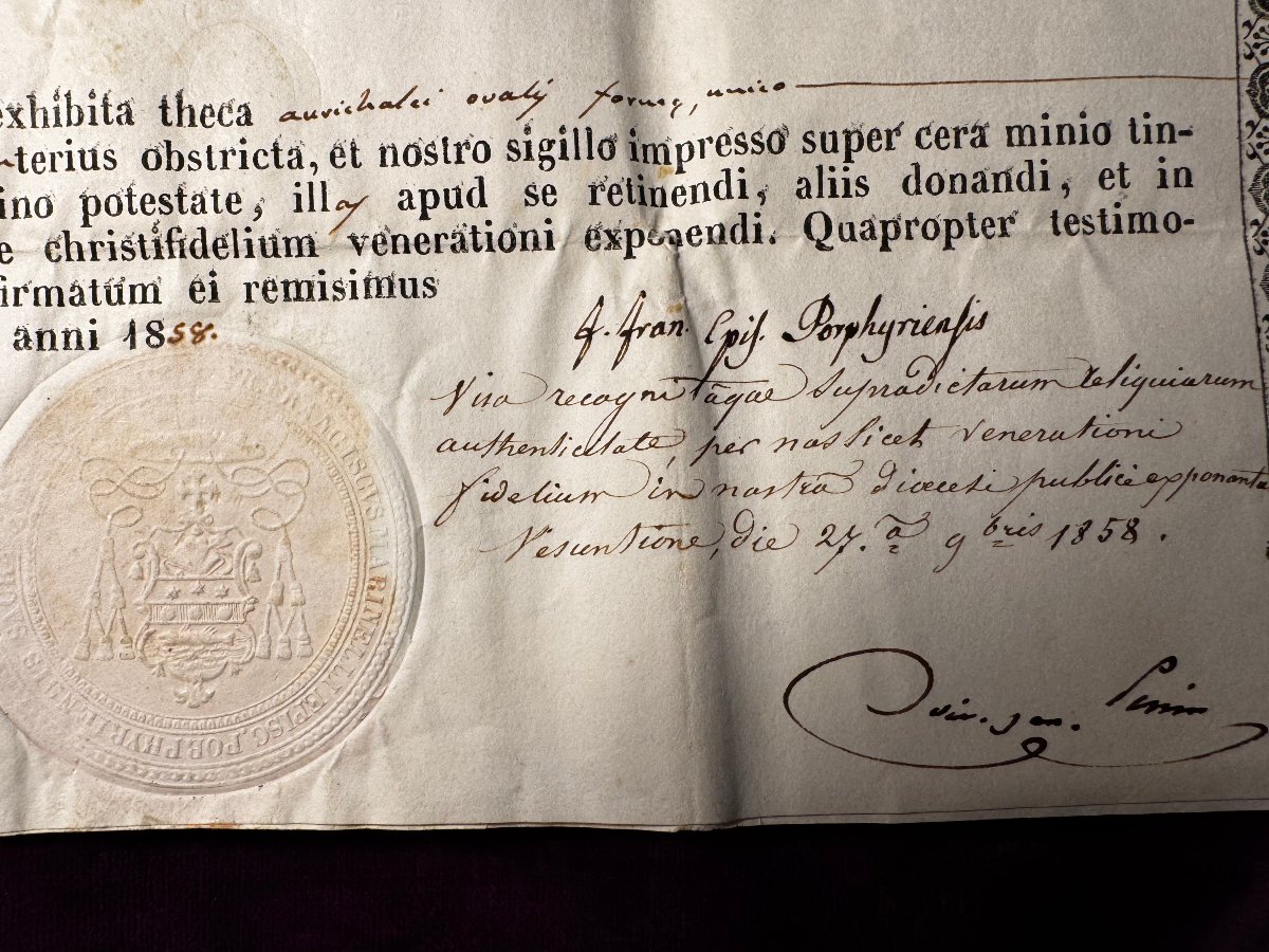 Relic Of Saint Vincent De Paul And Its Certificate Of Authenticity From 1858-photo-2