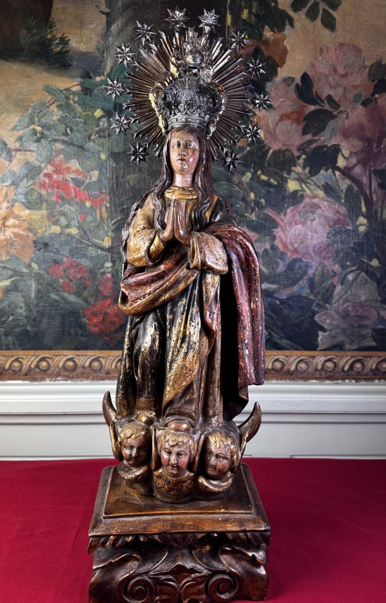 Vierge En Oraison Et Sa Couronne d'Argent - XVIIIe-photo-2