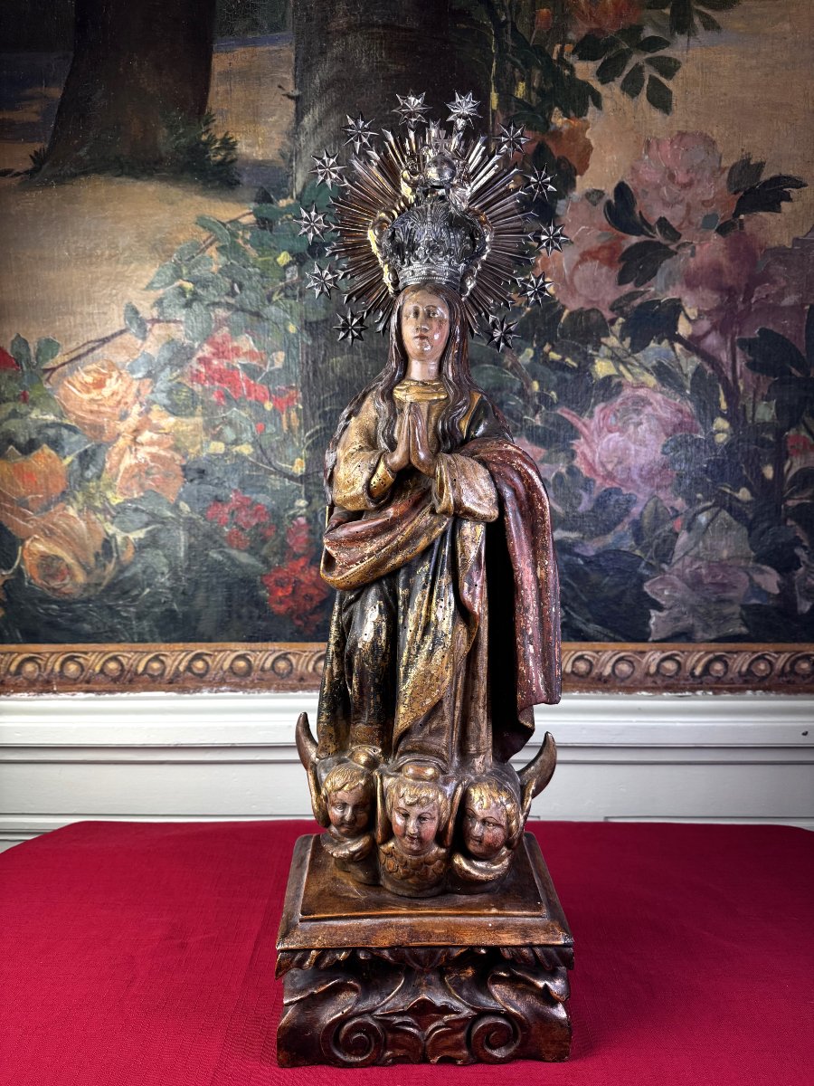 Vierge En Oraison Et Sa Couronne d'Argent - XVIIIe-photo-3