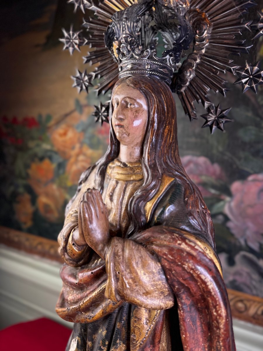 Vierge En Oraison Et Sa Couronne d'Argent - XVIIIe-photo-4