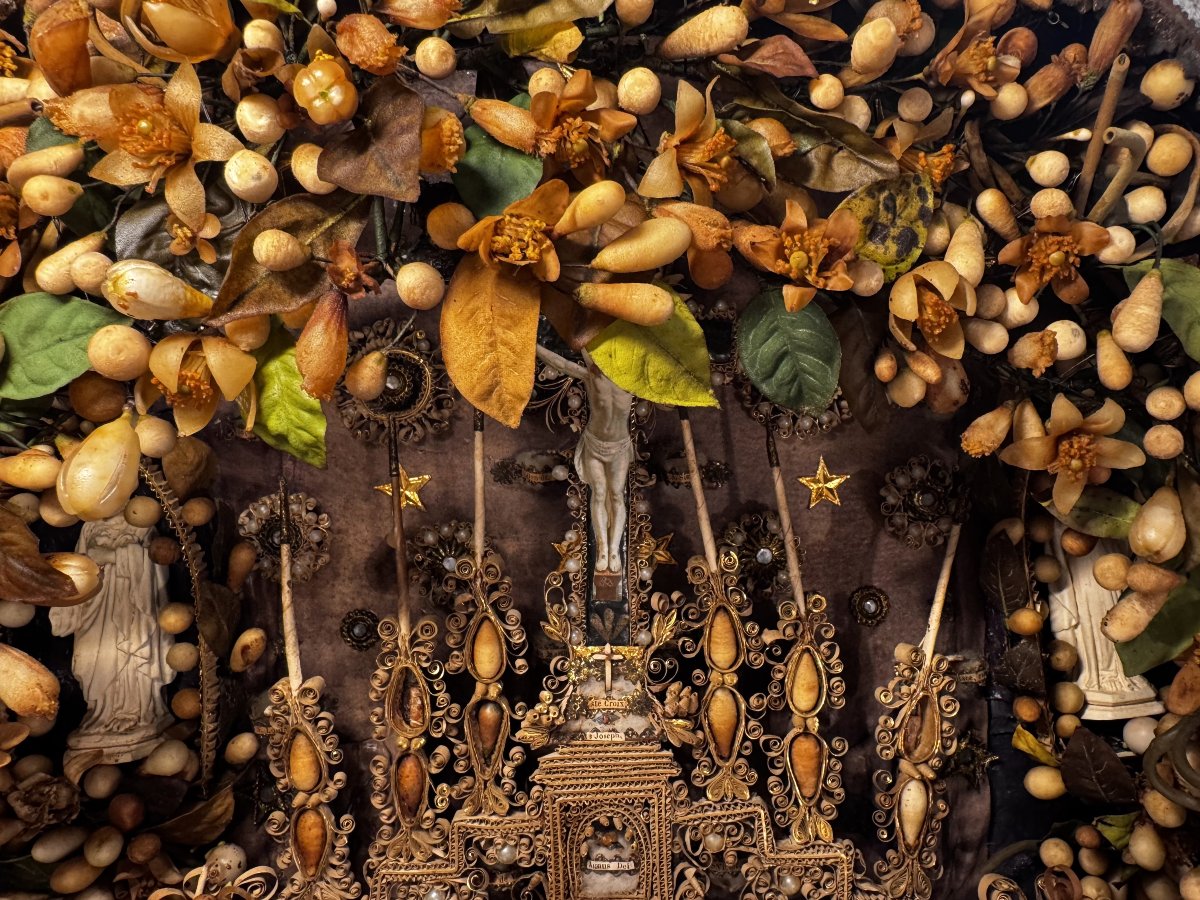 Altar-shaped Reliquary Made Of Paper Rolls - 19th Century-photo-2