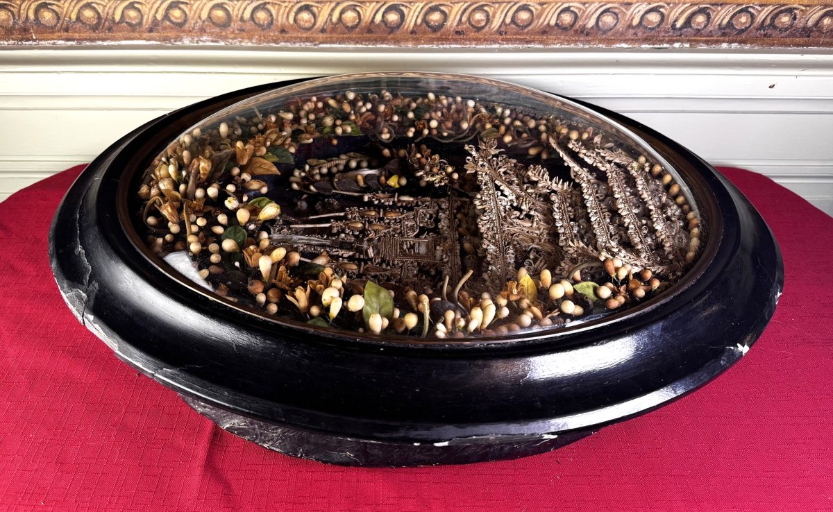 Altar-shaped Reliquary Made Of Paper Rolls - 19th Century-photo-6