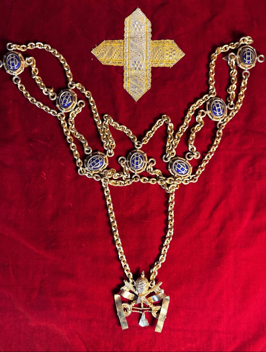 Secret Chamberlain's Collar Bearing The Coat Of Arms Of Pius XI—20th Century-photo-1
