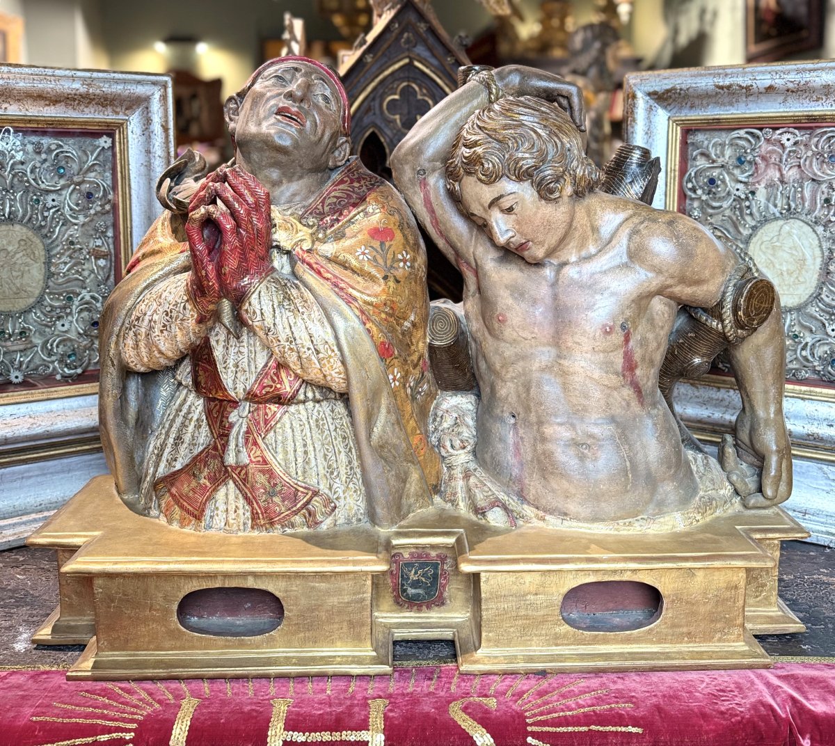 Double Reliquary Bust Of Saints Fabian And Sebastian - Italy - 17th Century -photo-4