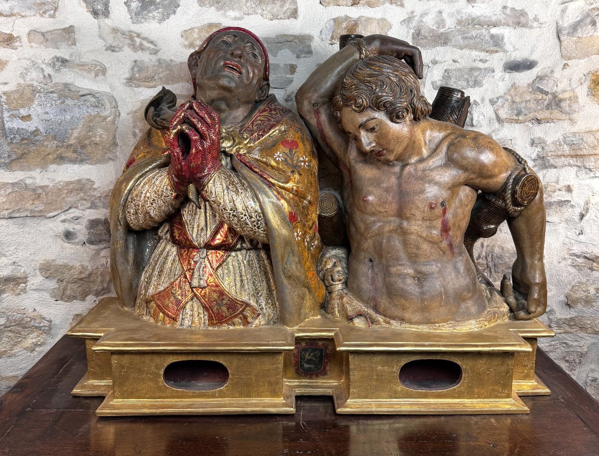 Double Reliquary Bust Of Saints Fabian And Sebastian - Italy - 17th Century 