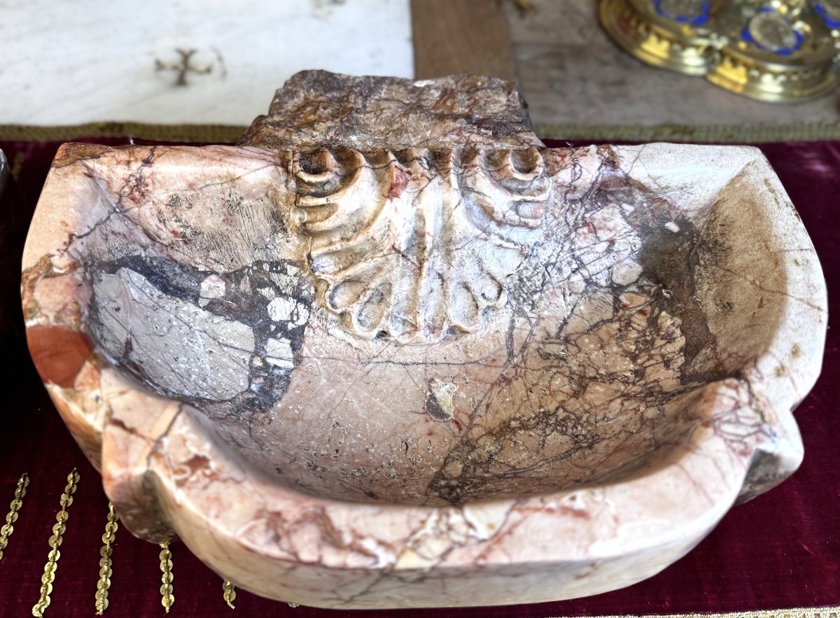 Pair Of Italian Marble Holy Water Fonts - 18th Century-photo-3
