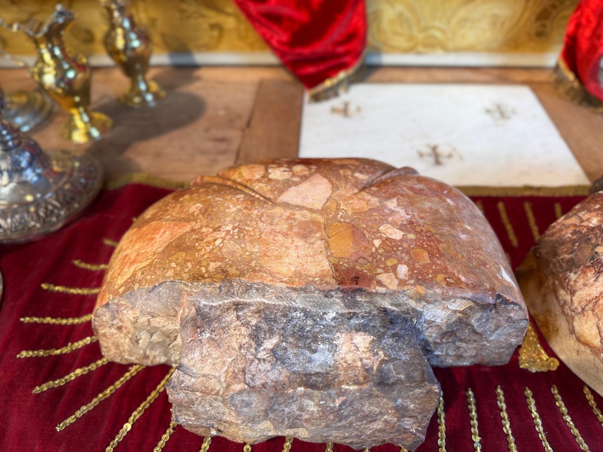 Pair Of Italian Marble Holy Water Fonts - 18th Century-photo-1