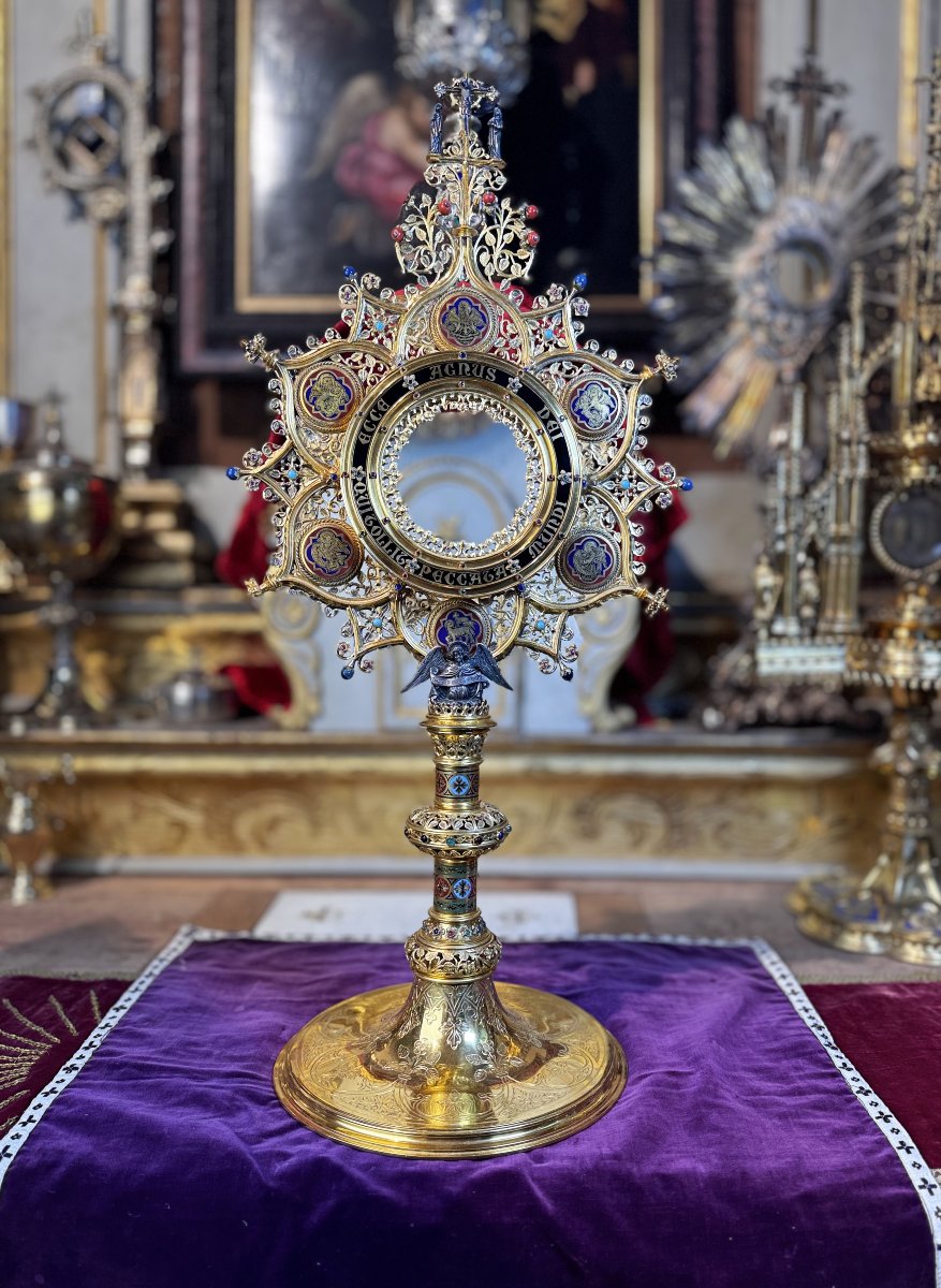 Neogothic Monstrance - Goldsmith Fuchs – Late 19th Century -photo-2