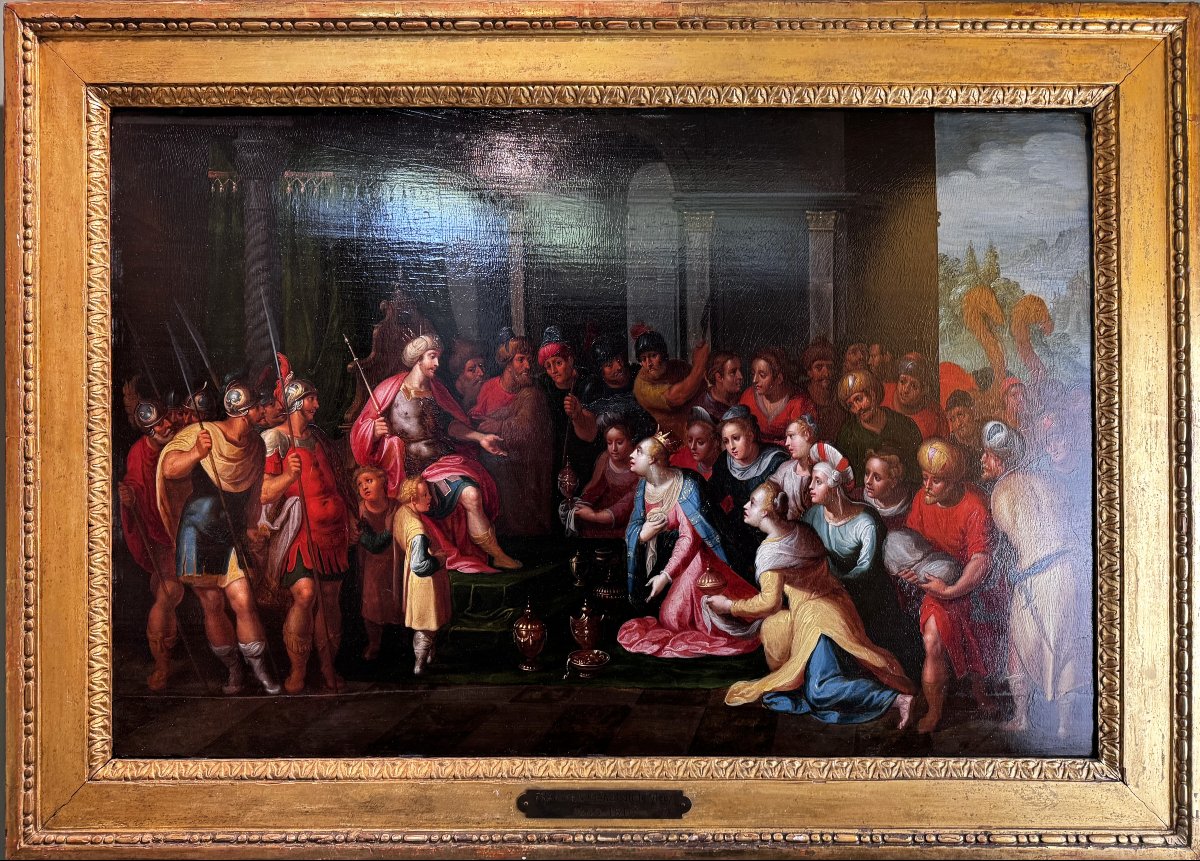 Salomon recevant la reine de Saba - École flamande – XVIIe siècle-photo-3