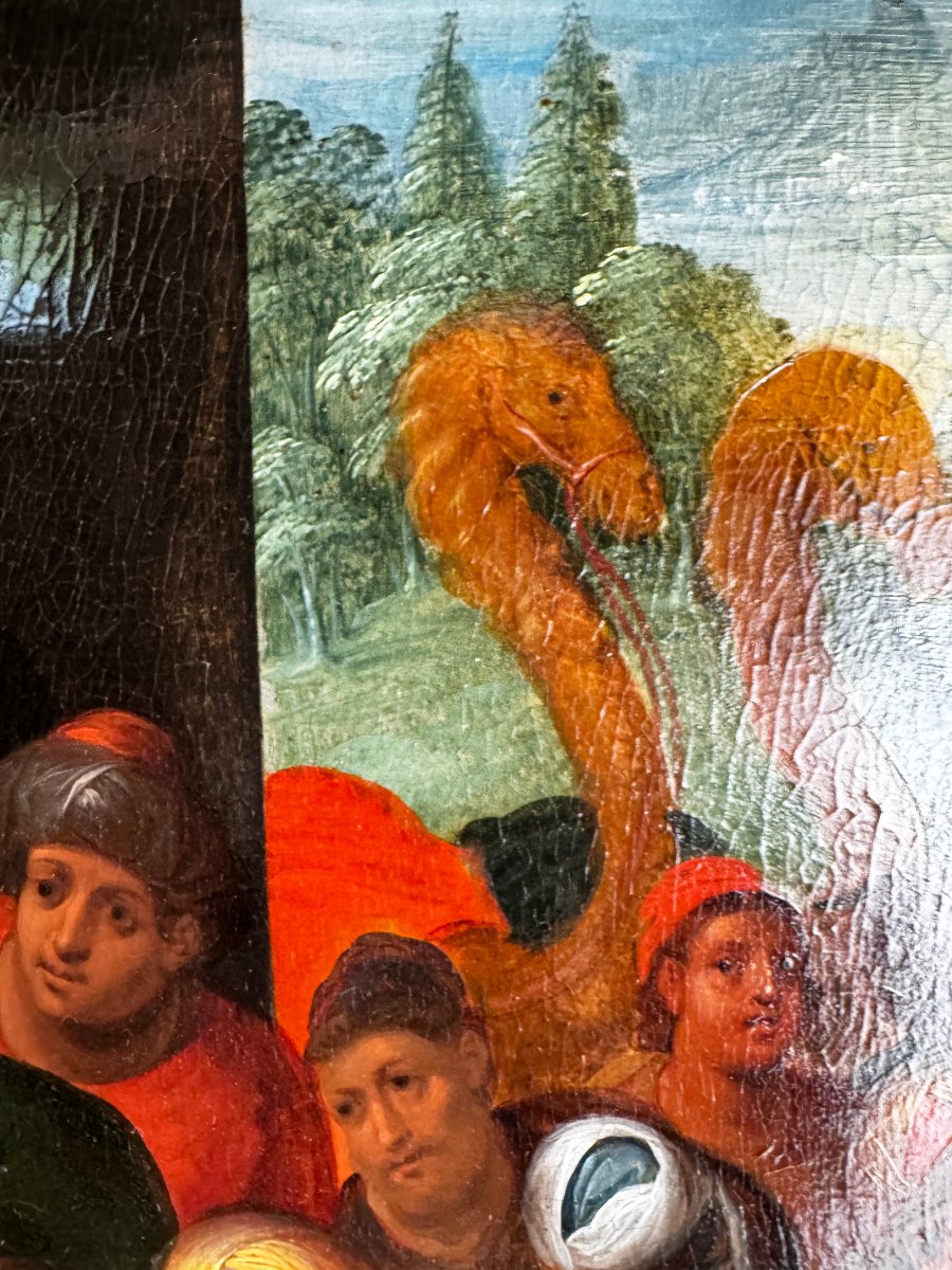 Salomon recevant la reine de Saba - École flamande – XVIIe siècle-photo-4