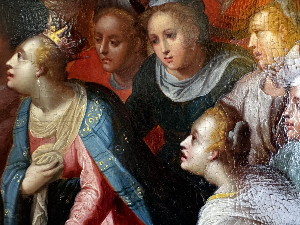 Salomon recevant la reine de Saba - École flamande – XVIIe siècle-photo-6