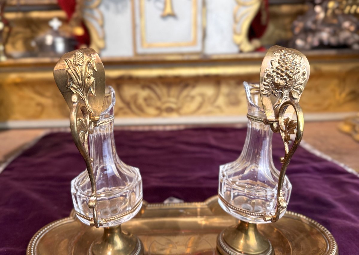 Pair Of Crystal Cruets And A Washbasin – 19th Century-photo-1