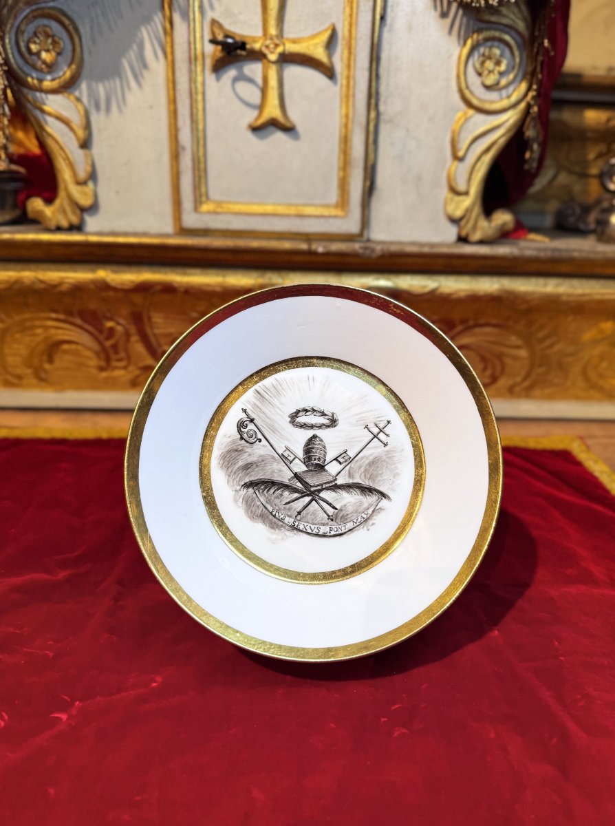 Commemorative Plate Of Pius VI - 18th Century-photo-2