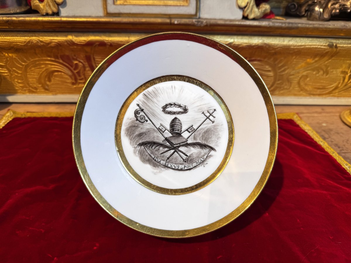 Commemorative Plate Of Pius VI - 18th Century-photo-3