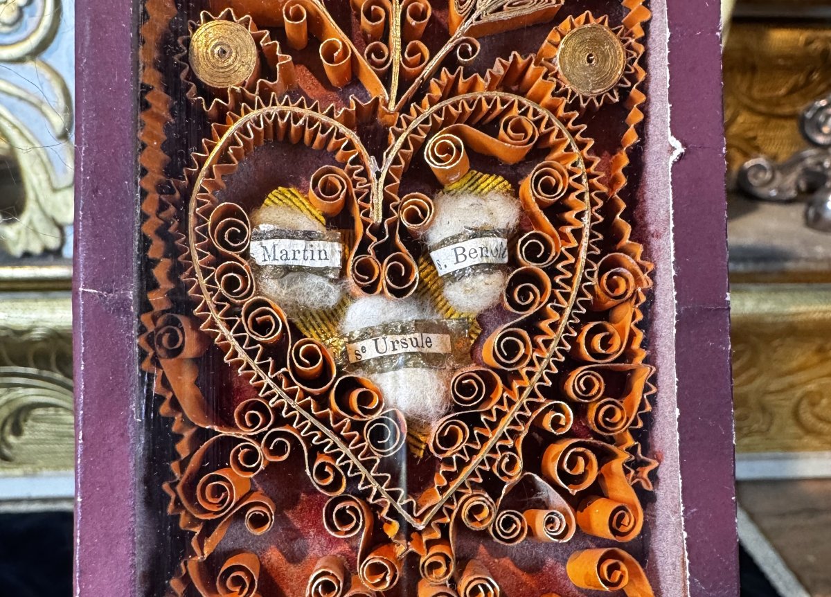 Paperolles Reliquary Cross With Nine Relics - 19th Century -photo-2