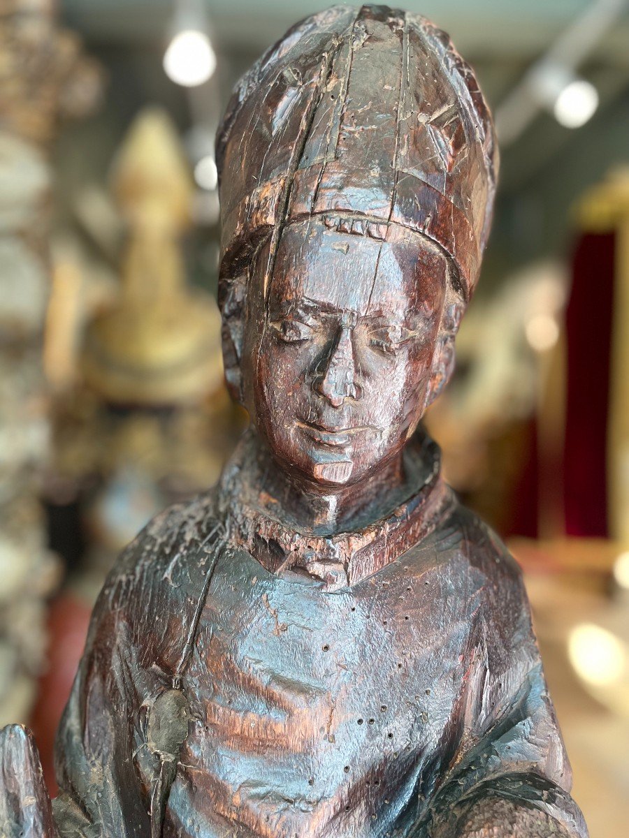 Bust Of Saint Bishop Of 15th Century-photo-4